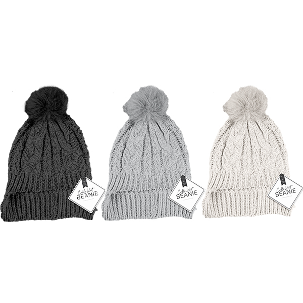Cable Knit Hat with Pom Pom