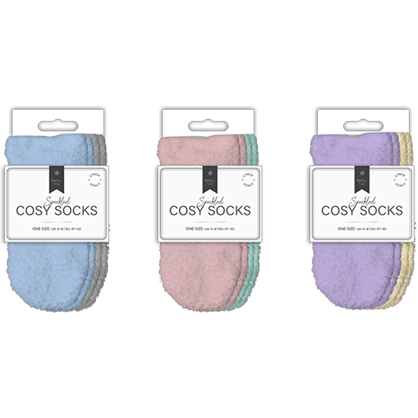 Ladies Mixed Cosy Socks 2pk
