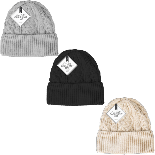 Ladies Super Soft Cable Knit Hat