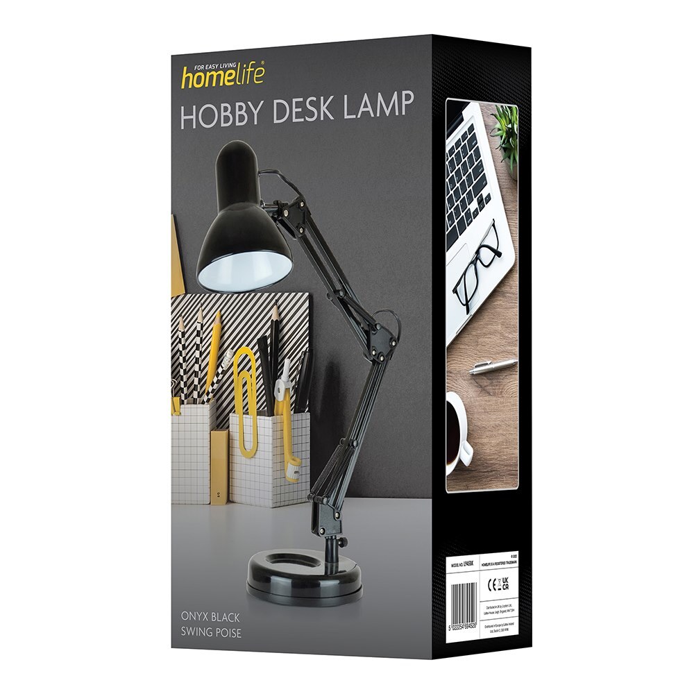 HomeLife Swing Poise Hobby Desk Lamp with Desk Tidy Base, Black L945BK 3