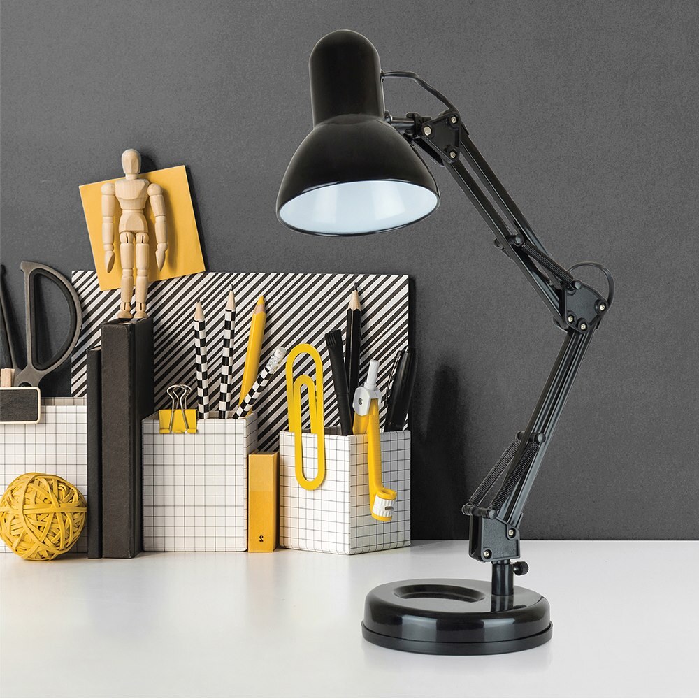 HomeLife Swing Poise Hobby Desk Lamp with Desk Tidy Base, Black L945BK 4